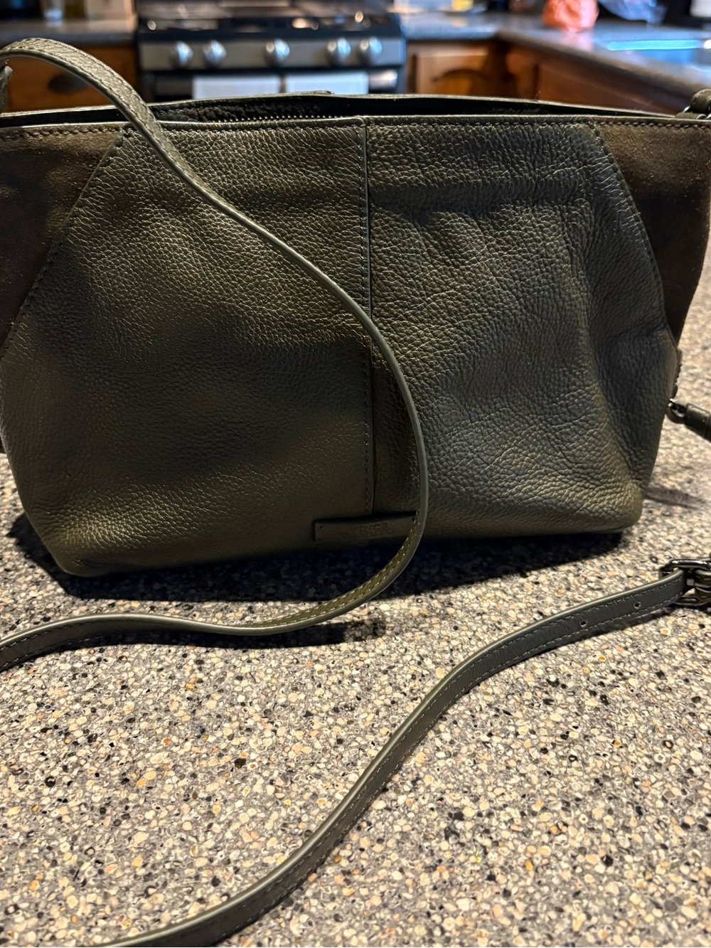 Vince Camuto Olive Pebbled Leather Crossbody